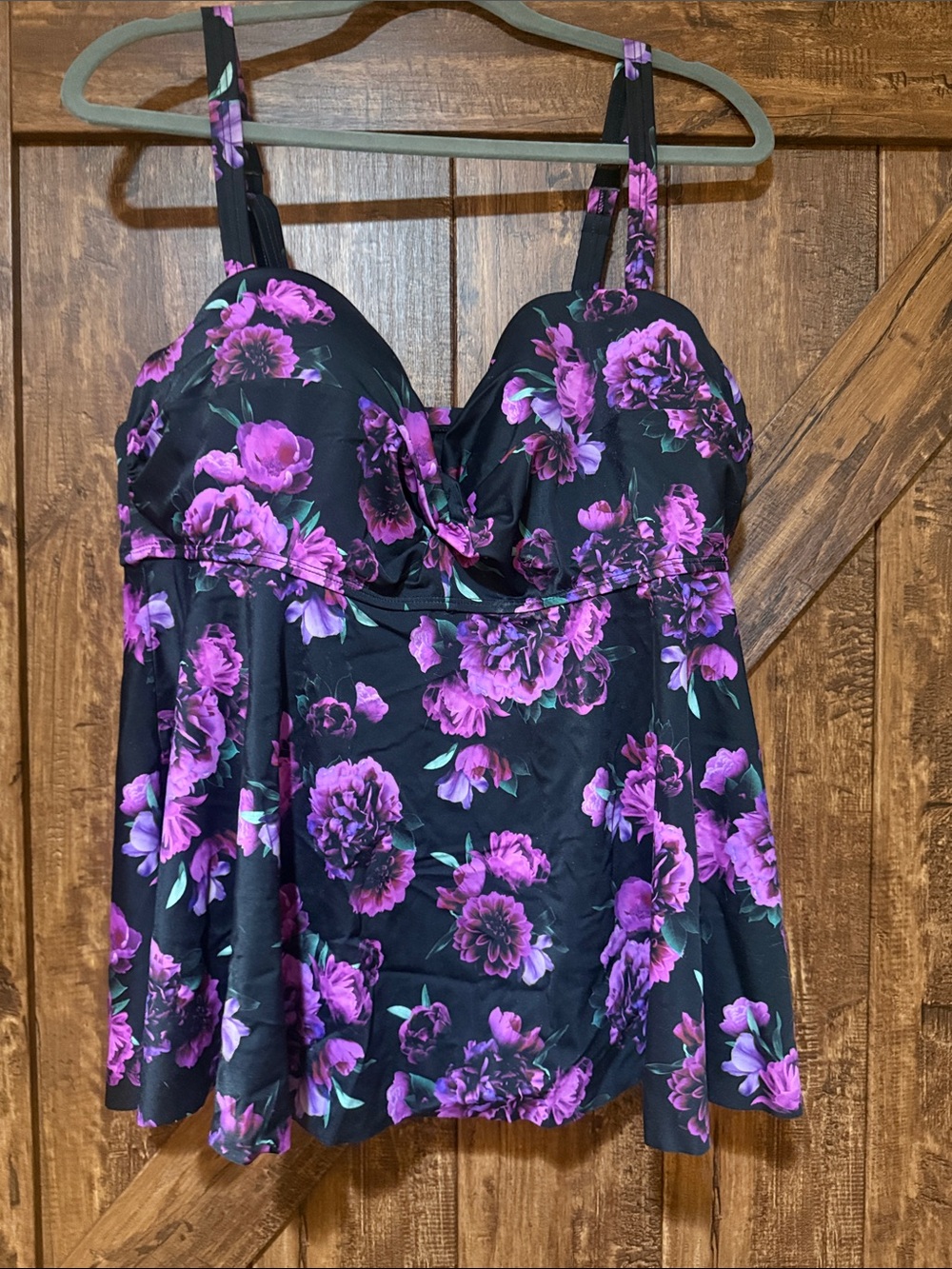 torrid Black Camisole Top with Purple Floral Print